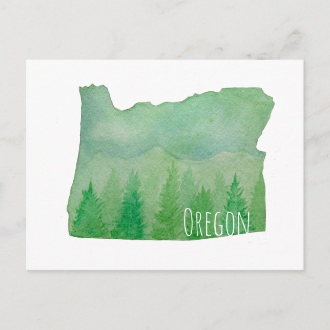 Carte Postale État de l'Orégon d'aquarelle (Devant)