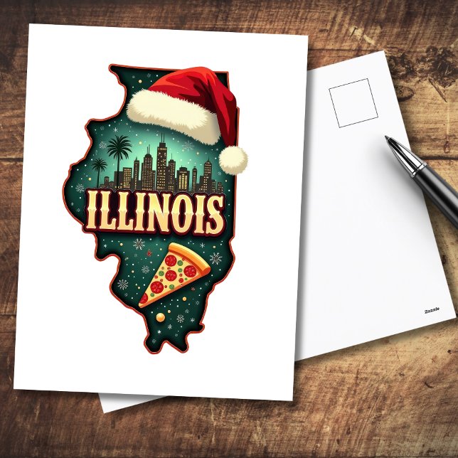 Carte postale État de Noël de l'Illinois (Merry Christmas from Illinois.  Other items available with this design on.)