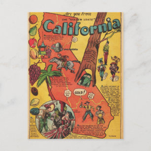 Carte Postale État d'or de la Californie Faits