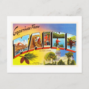 Carte Postale État du Maine ME Vieux souvenir Vintage voyage