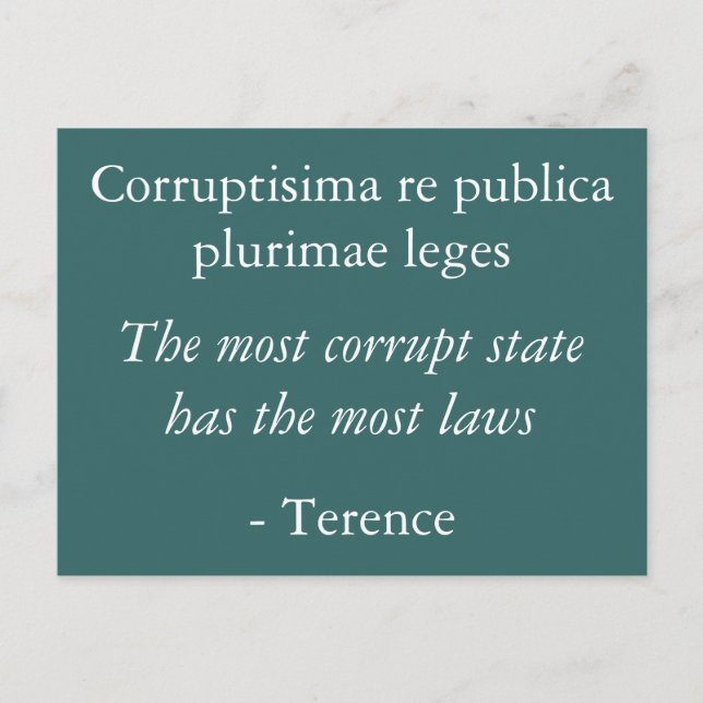 Carte Postale Etat le plus corrompu - Citation de Terence (Devant)