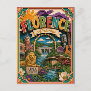 Carte Postale États découpés Florence Alabama Art papier