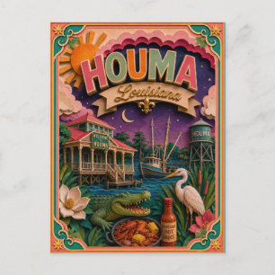 Carte Postale États PopCut Houma Louisiane Art Papier