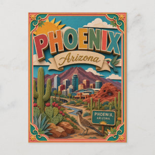 Carte Postale États PopCut Phoenix Arizona Art en Papier