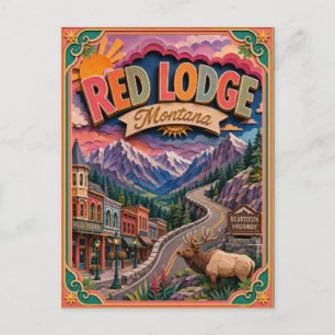 Carte Postale États PopCut Red Lodge Montana Art en Papier
