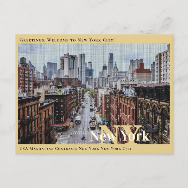 Carte Postale États-Unis Contrastes de Manhattan New York Ville  (Devant)