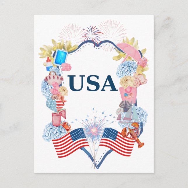 Carte Postale États-Unis d'Amérique patriotique (Devant)