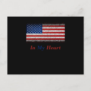 Carte Postale États-Unis dans mon coeur United State Flag