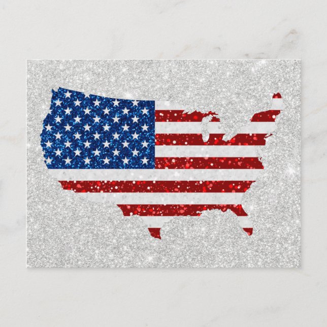 Carte Postale États-Unis Drapeau Stars & Stripes Juillet 4 Parti (Devant)