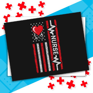 Carte Postale Etats-Unis Héros Drapeau américain Vie Infirmière 