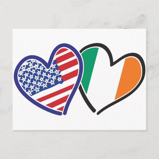 Carte Postale États-Unis Irlande Coeur drapeaux (Devant)