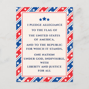 Carte Postale États-Unis La Promesse D'Allégeance Rouge Bleu Dra