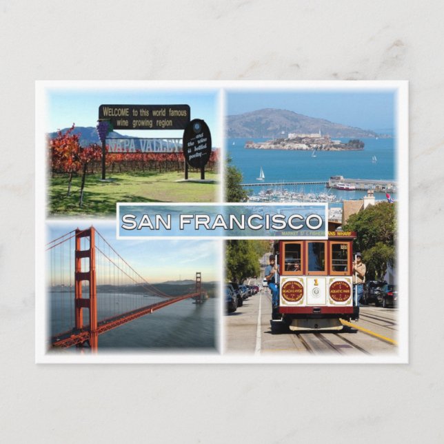 Carte Postale États-Unis San Francisco - Napa Valley Golden Gate (Devant)