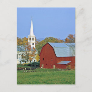 Carte Postale États-Unis, Vermont, Peacham. Une grange rouge et 