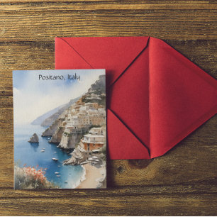 Carte Postale Été à Positano Italie Illustration aquarelle