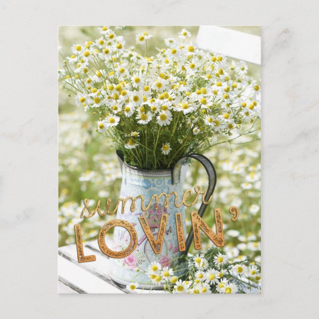 Carte Postale Été Amour Champ Fleurs sauvages + Texte (Devant)