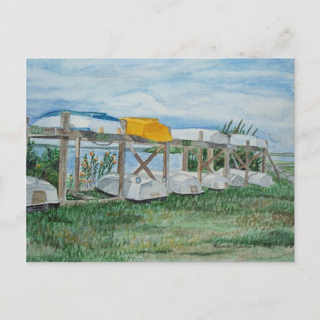 Carte Postale Eté Bateaux à roues Aquarelle (Devant)