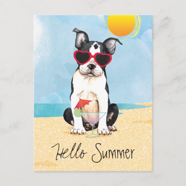 Carte Postale Été Boston Terrier (Devant)