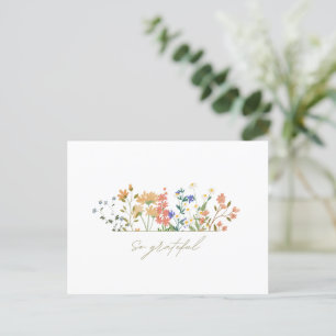 Carte Postale Été Mariage Merci à fleurs larges