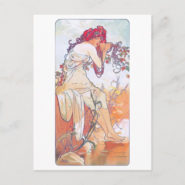 Carte Postale Été (Quatre Saisons), Alphonse Mucha (Devant)