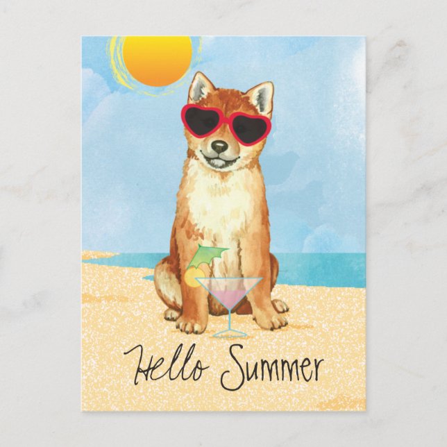 Carte Postale Été Shiba Inu (Devant)