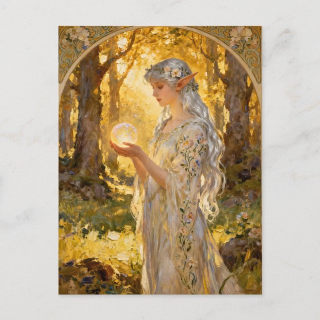Carte Postale Ethereal Elf Maiden Art Nouveau Style (Devant)