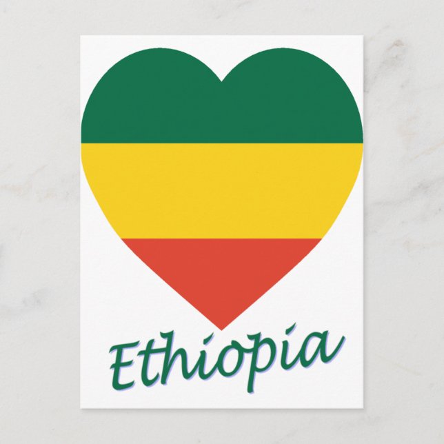 Carte Postale Éthiopie (civile) Coeur du drapeau (Devant)