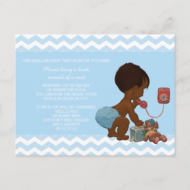 Carte Postale Ethnic Boy on Phone Blue Chevron Baby Book Demande (Devant)