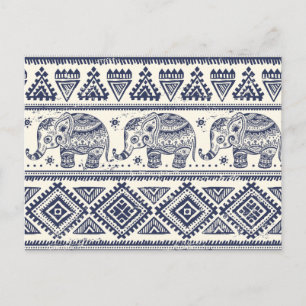 Carte Postale Ethnic Tribal Aztec Elephant Motif