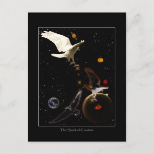 Carte Postale "Étincelle de la création" Cadeaux de corbeau blan
