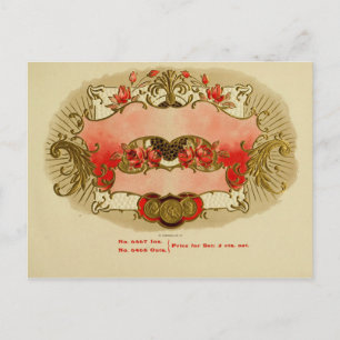 Carte Postale Étiquette de boîte à cigares vintage