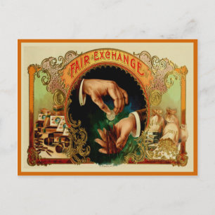 Carte Postale Étiquette de boîte à cigares vintage