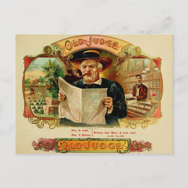 Carte Postale Étiquette de boîte à cigares vintage (Devant)