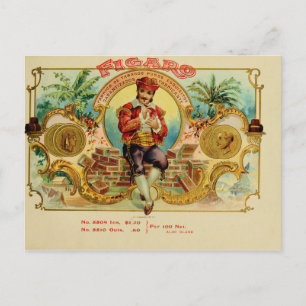 Carte Postale Étiquette de boîte à cigares vintage