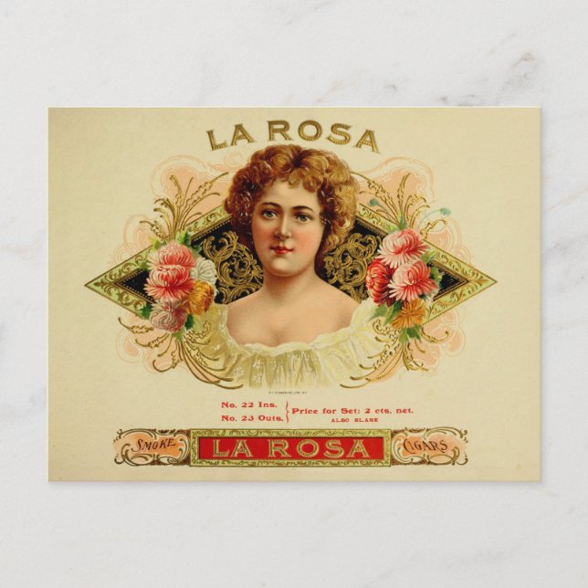 Carte Postale Étiquette de boîte à cigares vintage (Devant)