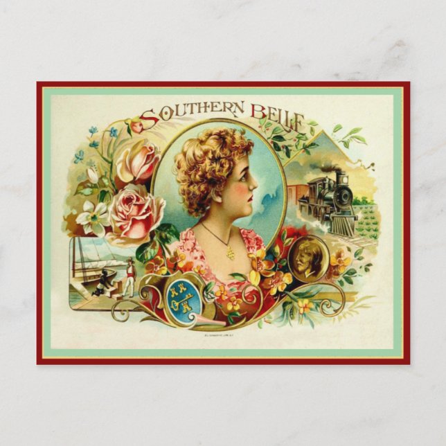 Carte Postale Étiquette de boîte à cigares vintage (Devant)