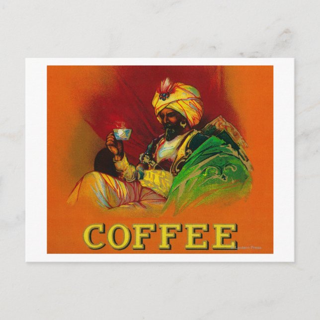 Carte Postale Étiquette de café homme arabe (Devant)