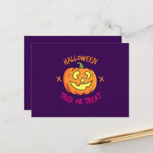 Carte Postale Étiquette de citrouille d'Halloween Trick or Treat