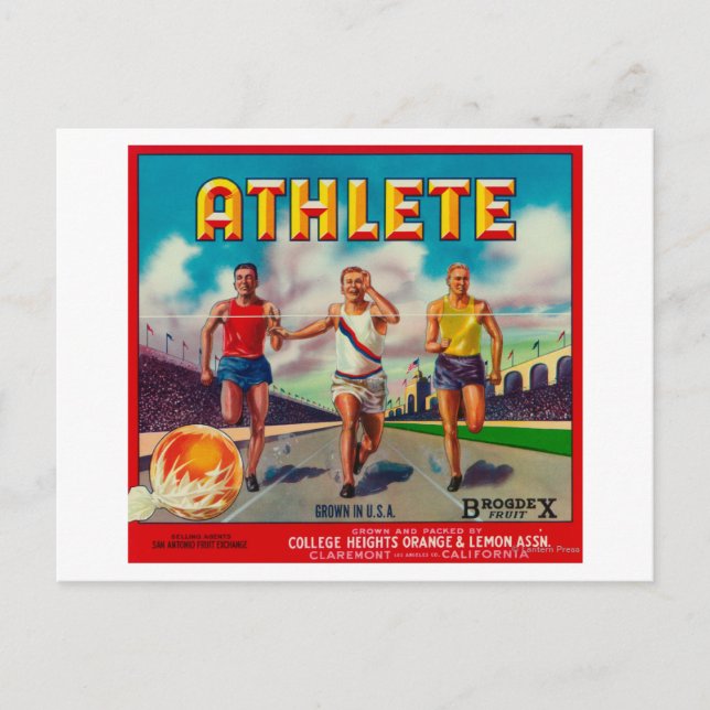 Carte Postale Étiquette de la marque Athlete Citrus (Devant)