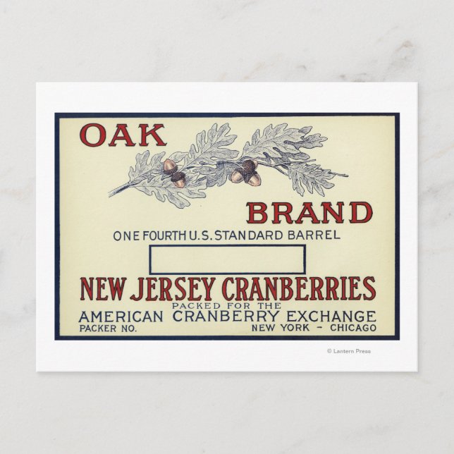 Carte Postale Étiquette de la marque de chêne Cranberry (Devant)