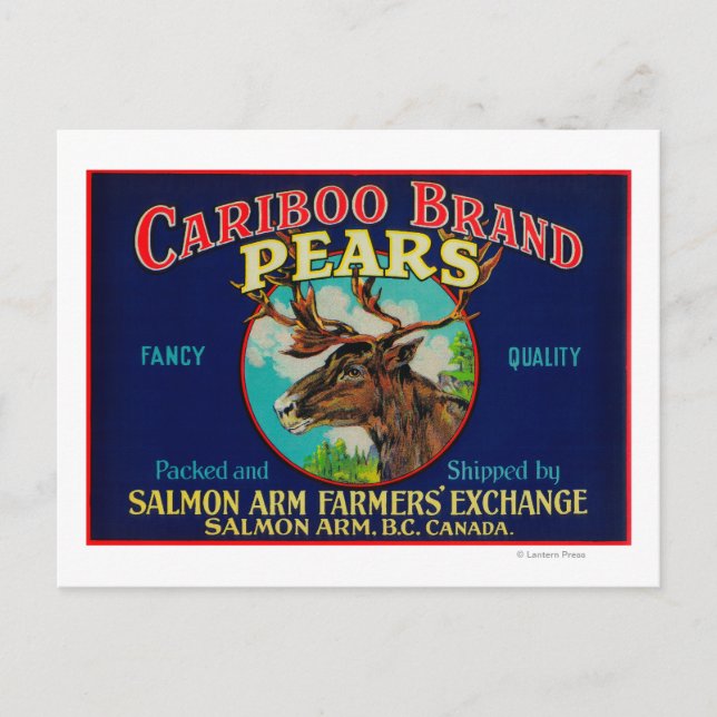Carte Postale Étiquette de la poire de CaribooCanada (Devant)