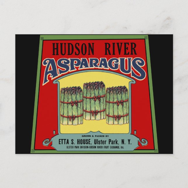 Carte Postale Étiquette de l'Asparagus du fleuve Hudson (Devant)
