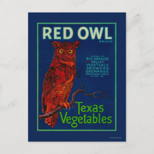 Carte Postale Étiquette de légume Red Owl