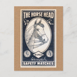Carte Postale Étiquette de match vintage - La tête de cheval