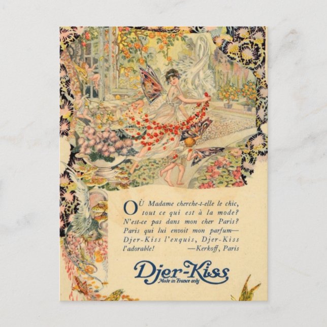 Carte Postale Étiquette de parfum français Djer-Kiss (Devant)