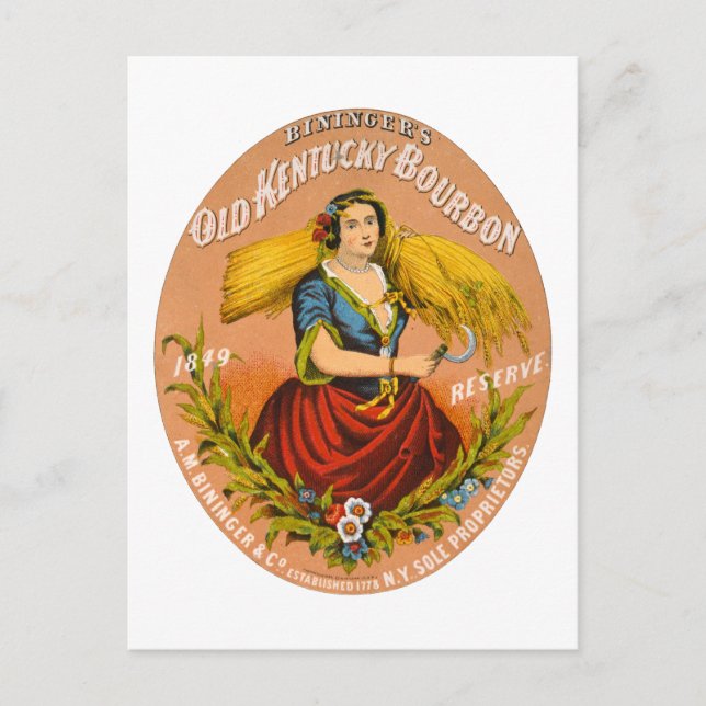 Carte Postale Étiquette de publicité pour le whisky, vers 1860. (Devant)