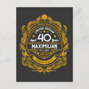Carte Postale Étiquette de Whisky pour les 40 Ans de Naissance a