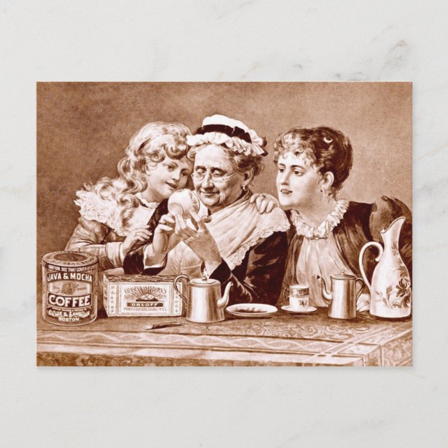 Carte Postale Étiquette publicitaire vintage pour café et thé (Devant)