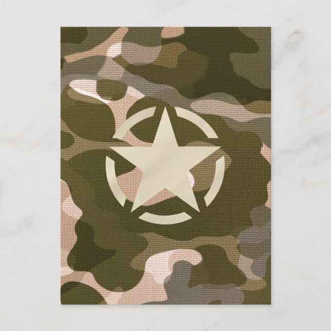 Carte Postale Étiquette sur le style de camouflage Burlap (Devant)