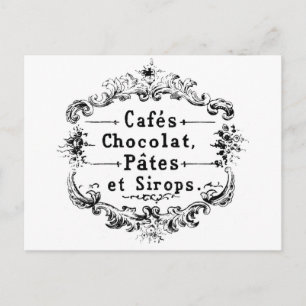 Carte Postale Étiquette vintage de café et de chocolat
